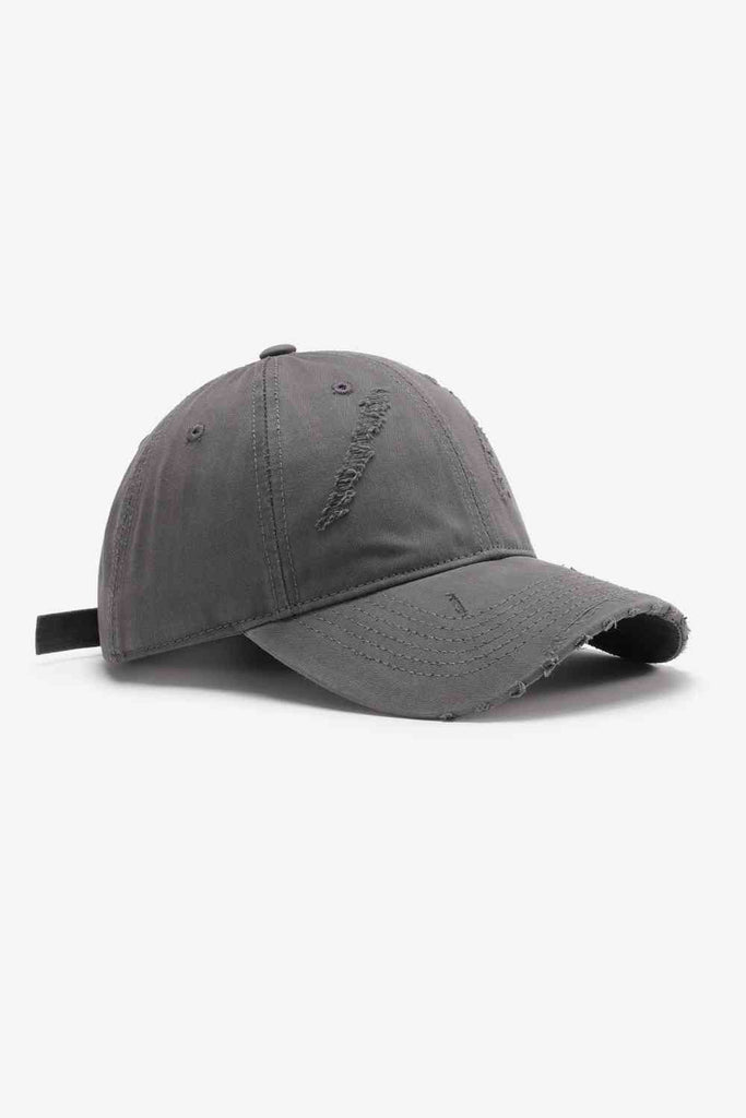 White Smoke Basic Distressed Adjustable Baseball Cap Hats