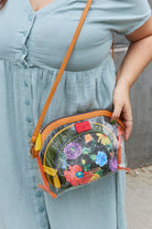 Dark Gray Nicole Lee USA 3-Piece Patterned Crossbody Pouch Handbags