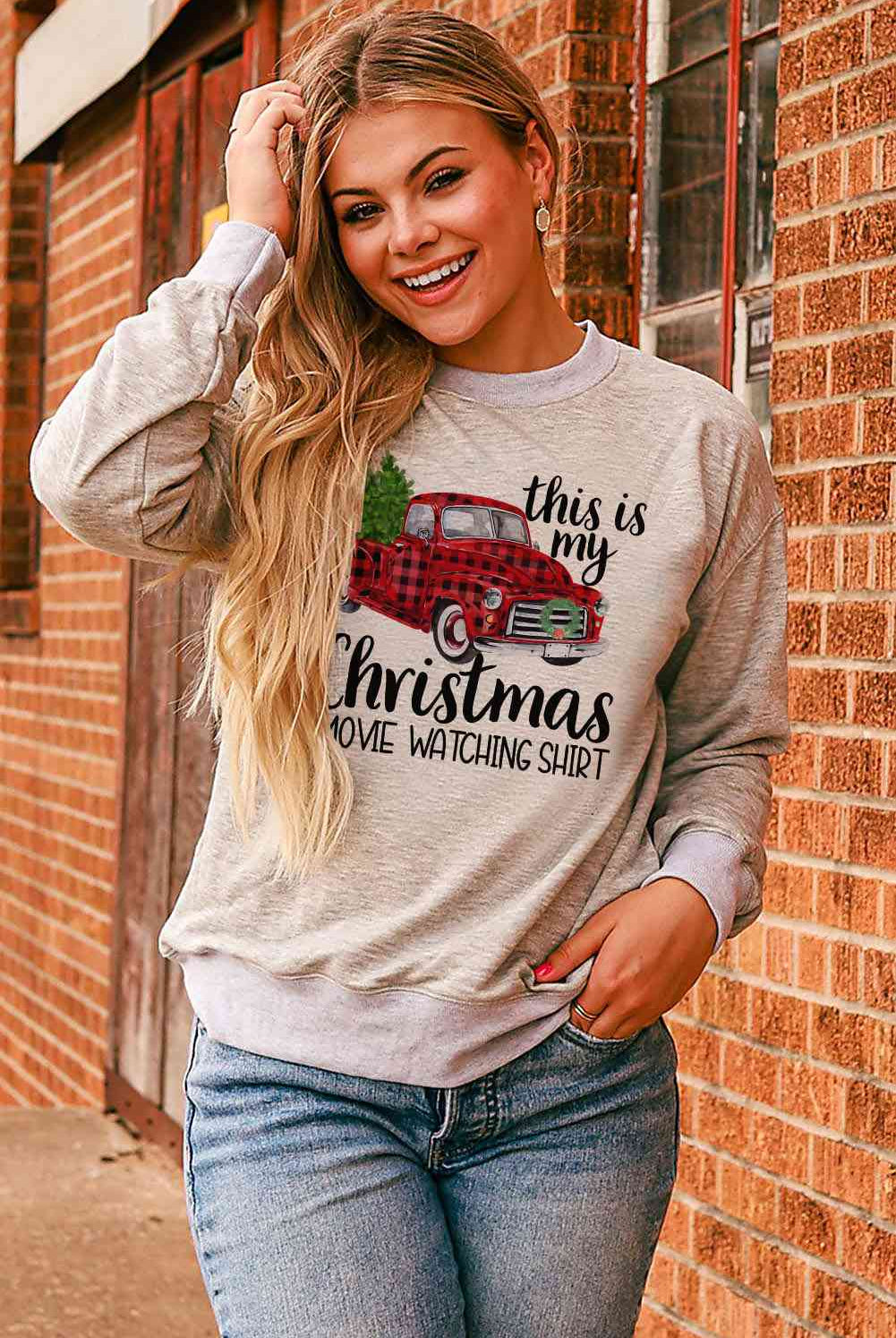 Rosy Brown Slogan Graphic Dropped Shoulder Sweatshirt Gifts