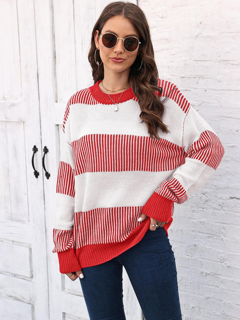 Light Gray Full Size Round Neck Drop Shoulder Sweater