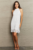 Rosy Brown Lace Round Neck Sleeveless Dress Clothing