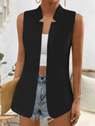 Black Open Front Longline Vest Winter Accessories