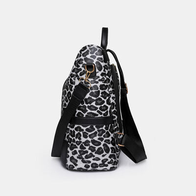 Dark Slate Gray Leopard PU Leather Backpack Bag Trends