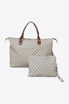 White Smoke Checkered Two-Piece Bag Set Handbags