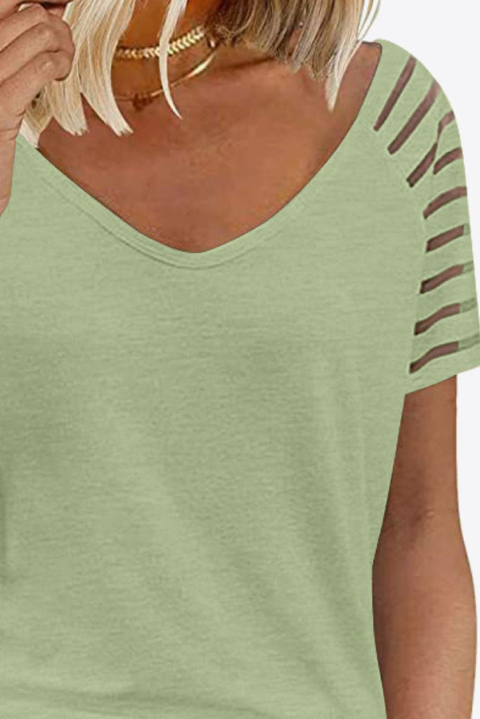 Rosy Brown V-Neck Raglan Sleeve Tee Tops