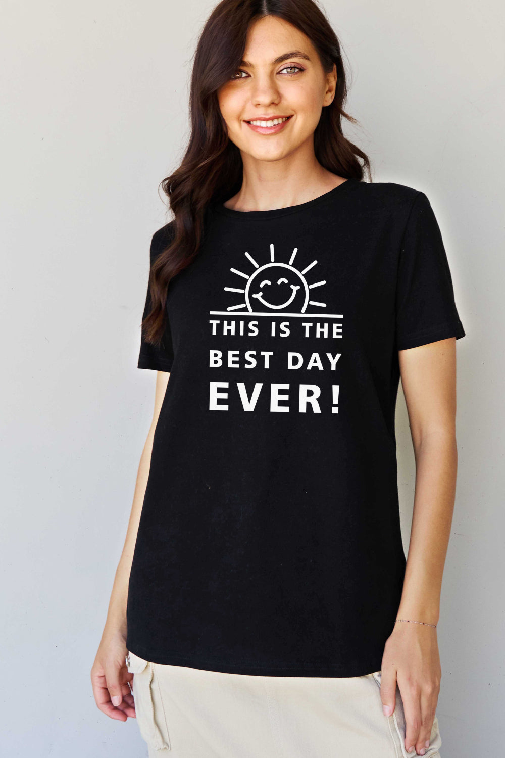 Light Gray Simply Love Full Size THIS IS THE BEST DAY EVER! Graphic Cotton T-Shirt Graphic Tees