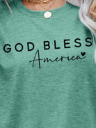 Cadet Blue GOD BLESS AMERICA Graphic Short Sleeve Tee Tops