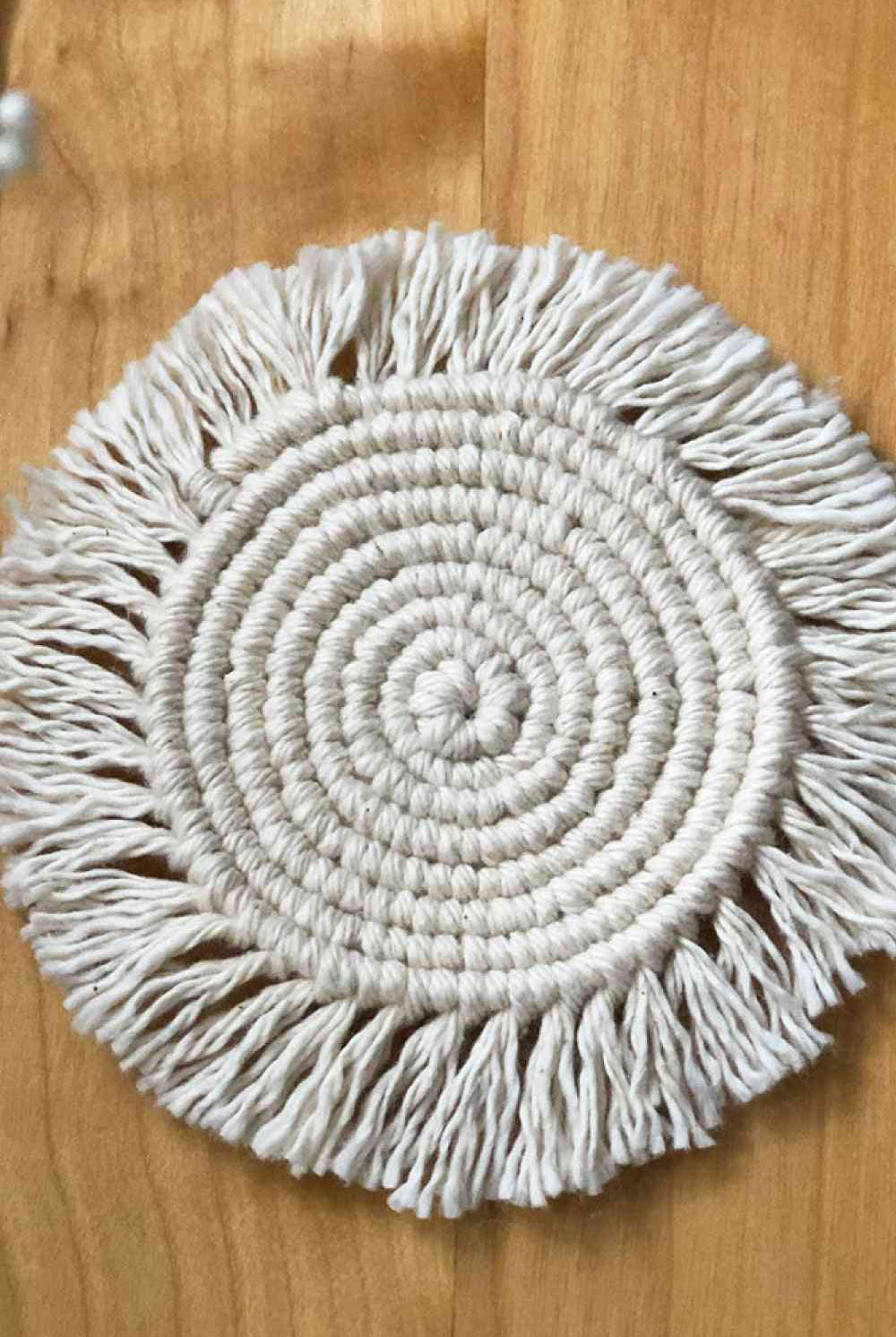 Rosy Brown Save For Later 11.8" Macrame Round Cup Mat Coaster