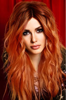 Saddle Brown Apply Pressure 13*2" Lace Front Wigs Synthetic Long Wave 24" 150% Density- Orange Wigs
