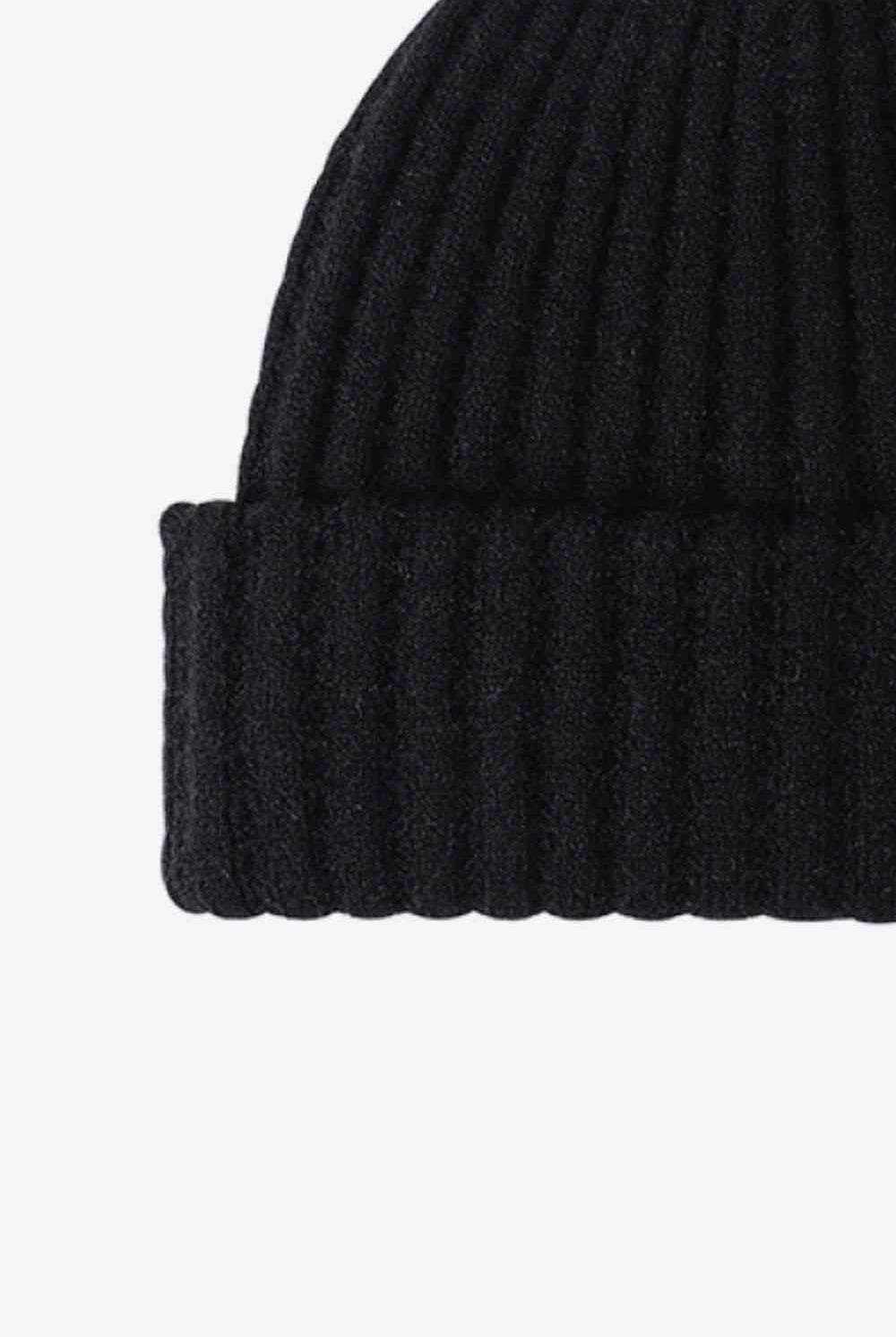 Black Wide Rib Beanie Winter Accessories