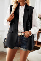 Black Double-Breasted Sleeveless Blazer