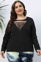 Dark Slate Gray Plus Size Cutout Front Long Sleeve T-Shirt Plus Size Clothes