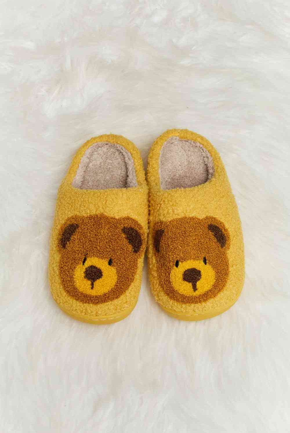 Light Gray Melody Teddy Bear Print Plush Slide Slippers Gifts