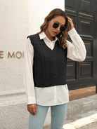 Dark Slate Gray Urban Style V-Neck Sweater Vest Winter Accessories