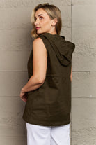 Rosy Brown Zenana More To Come Full Size Military Hooded Vest Clothing