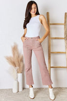 Light Gray RISEN Full Size High Rise Ankle Flare Jeans Valentine's Day