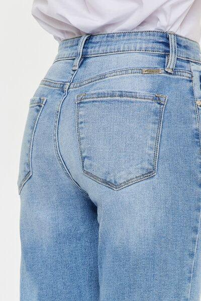 Dark Gray Kancan High Waist Raw Hem Straight Jeans Denim