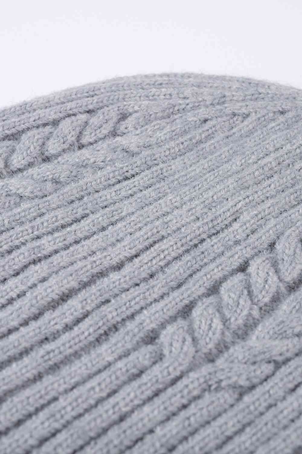 Gray Cable-Knit Cuff Beanie Winter Accessories