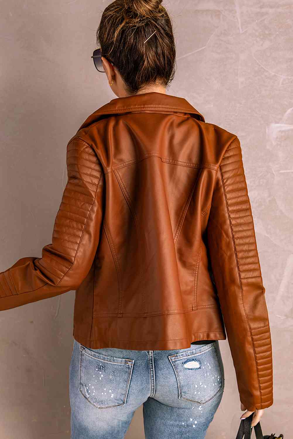 Sienna Ribbed Faux Leather Jacket Clothes