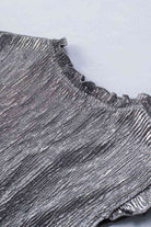 Gray Frill Trim V-Neck Metallic Blouse Clothing