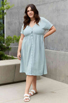 Dark Gray Sweet Lovely By Jen Full Size Button Down Midi Dress Clothing