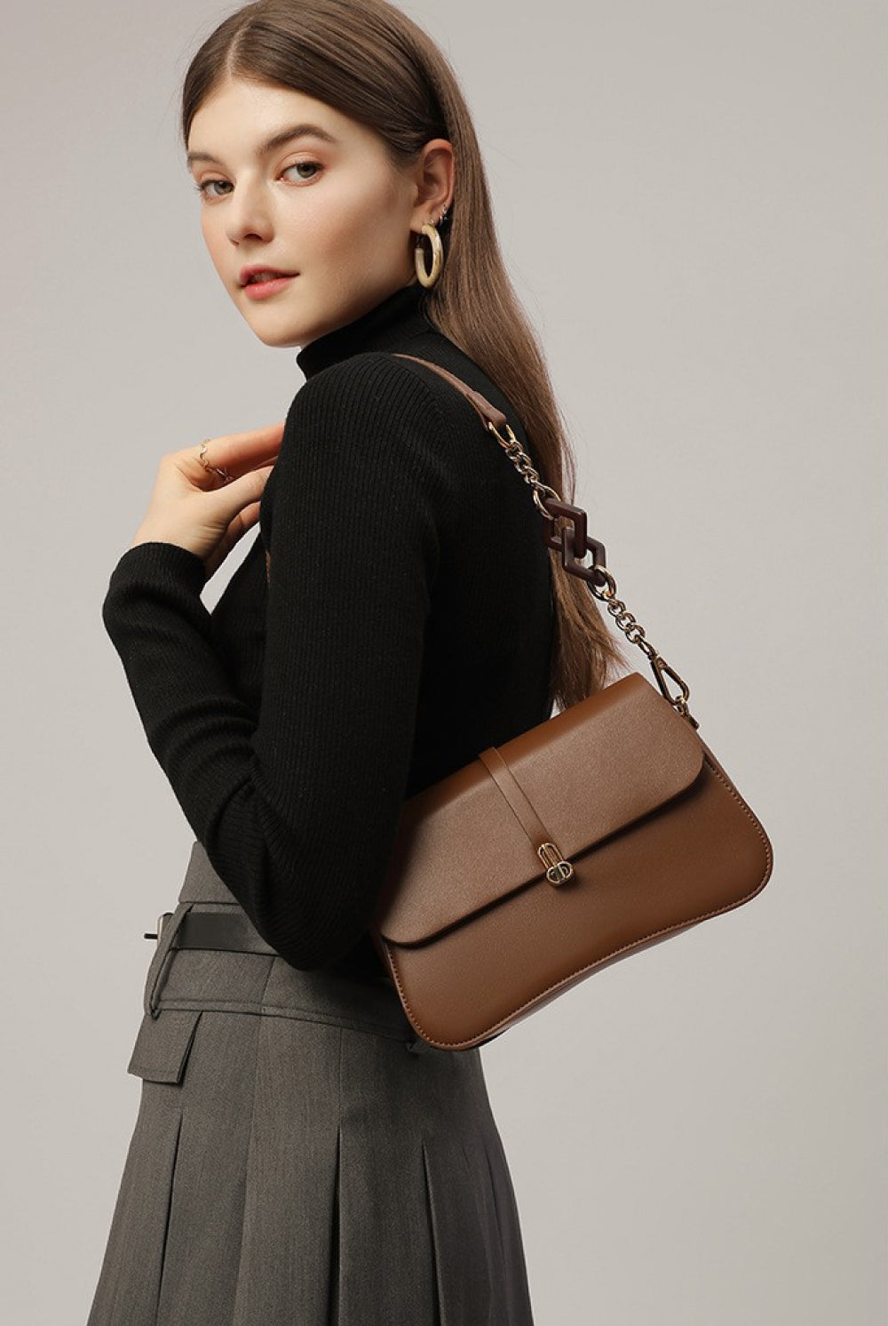 Black Adored PU Leather Shoulder Bag Handbags