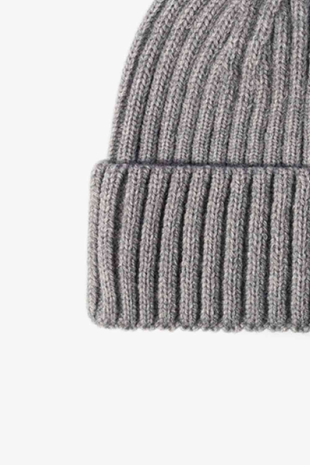 Dim Gray Rib-Knit Cuff Beanie Winter Accessories