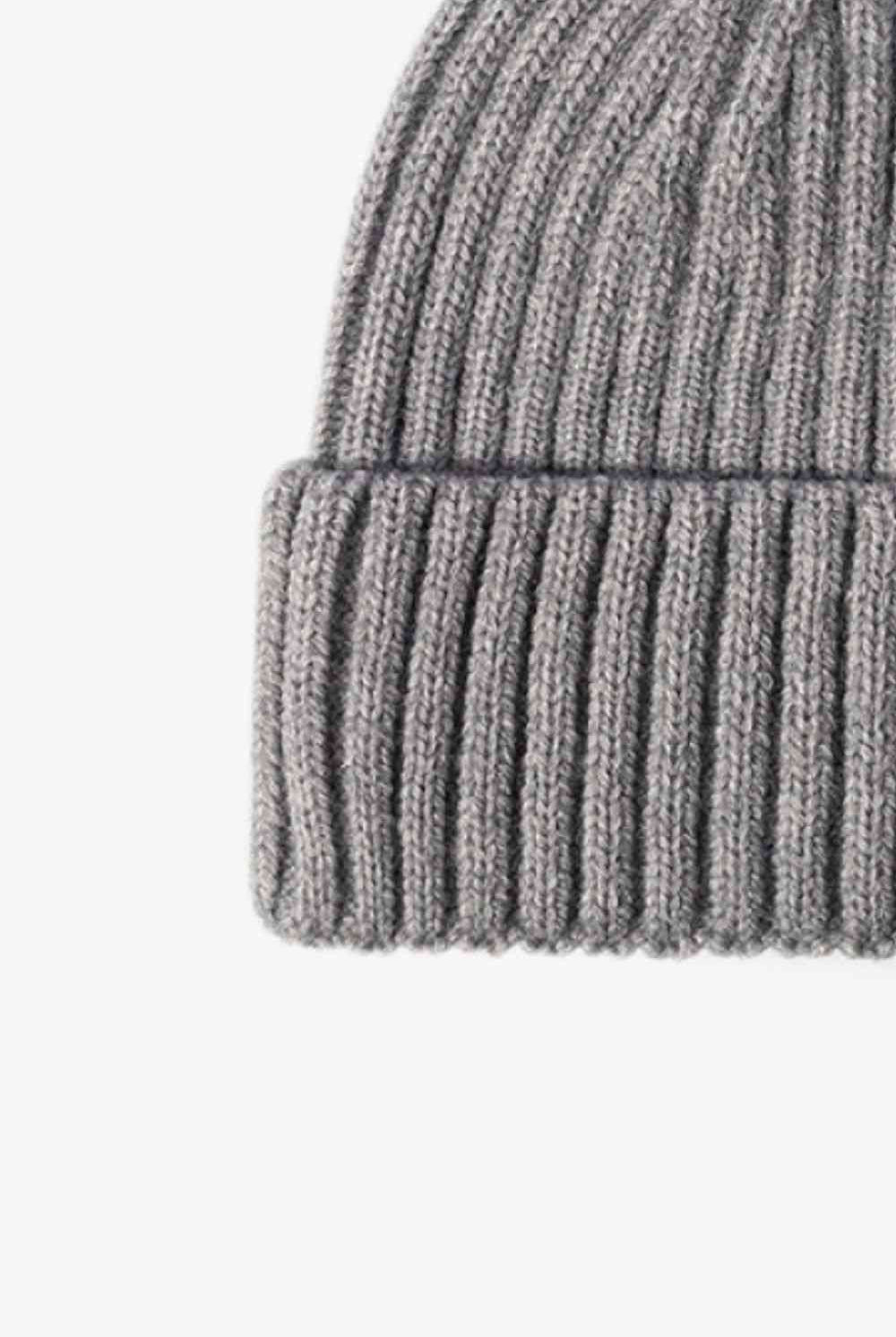 Dim Gray Rib-Knit Cuff Beanie Winter Accessories