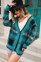 Gray Striped Button-Front Fuzzy Cardigan