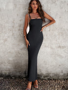 Gray Spaghetti Strap Bodyline Maxi Dress Clothing