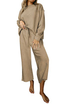 Rosy Brown So Cozy Dropped Shoulder Top and Pants Loungewear Set Loungewear