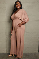 Rosy Brown Well Rested Full Size Smocking Waist Jumpsuit Jumpsuits & Rompers
