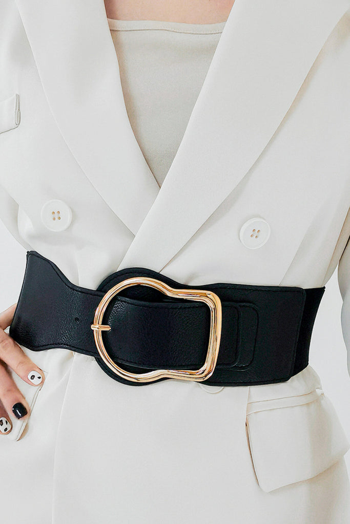Light Gray Zinc Alloy PU Leather Belt Clothing