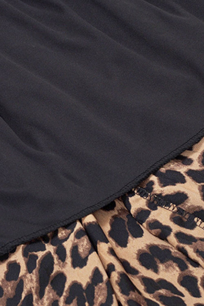 Dark Slate Gray Plus Size Leopard Print Midi Skirt Plus Size Clothes