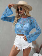 Dark Gray Tyra Flare Sleeve Cropped Cover Up Swimwear