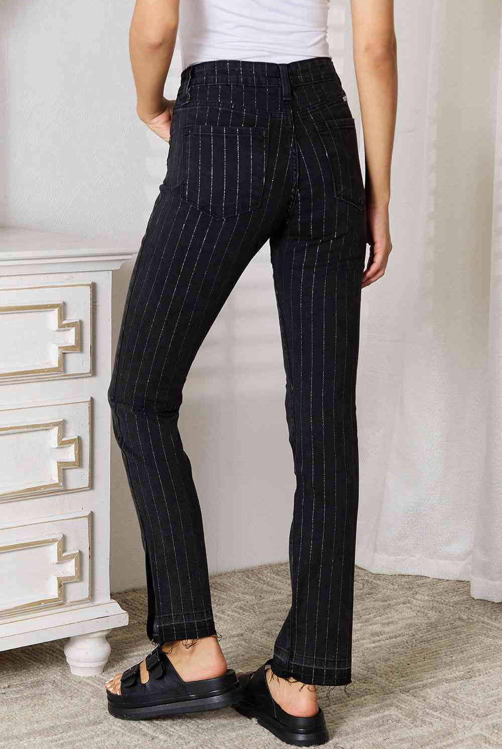 Gray Kancan Striped Pants with Pockets Clothing