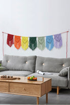 Light Gray Handmade Rainbow Fringe Macrame Banner Home
