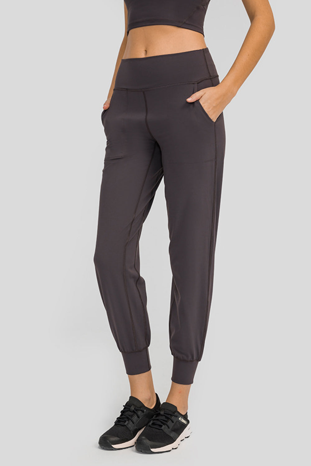 Dark Slate Gray Wide Waistband Slant Pocket Pants activewear