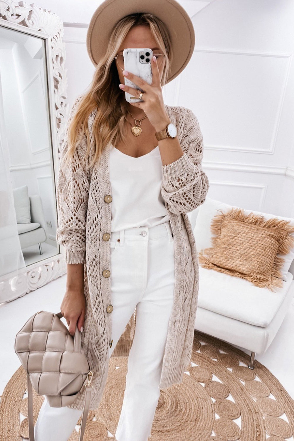 Light Gray Slaying V-Neck Long Sleeve Cardigan Cardigan