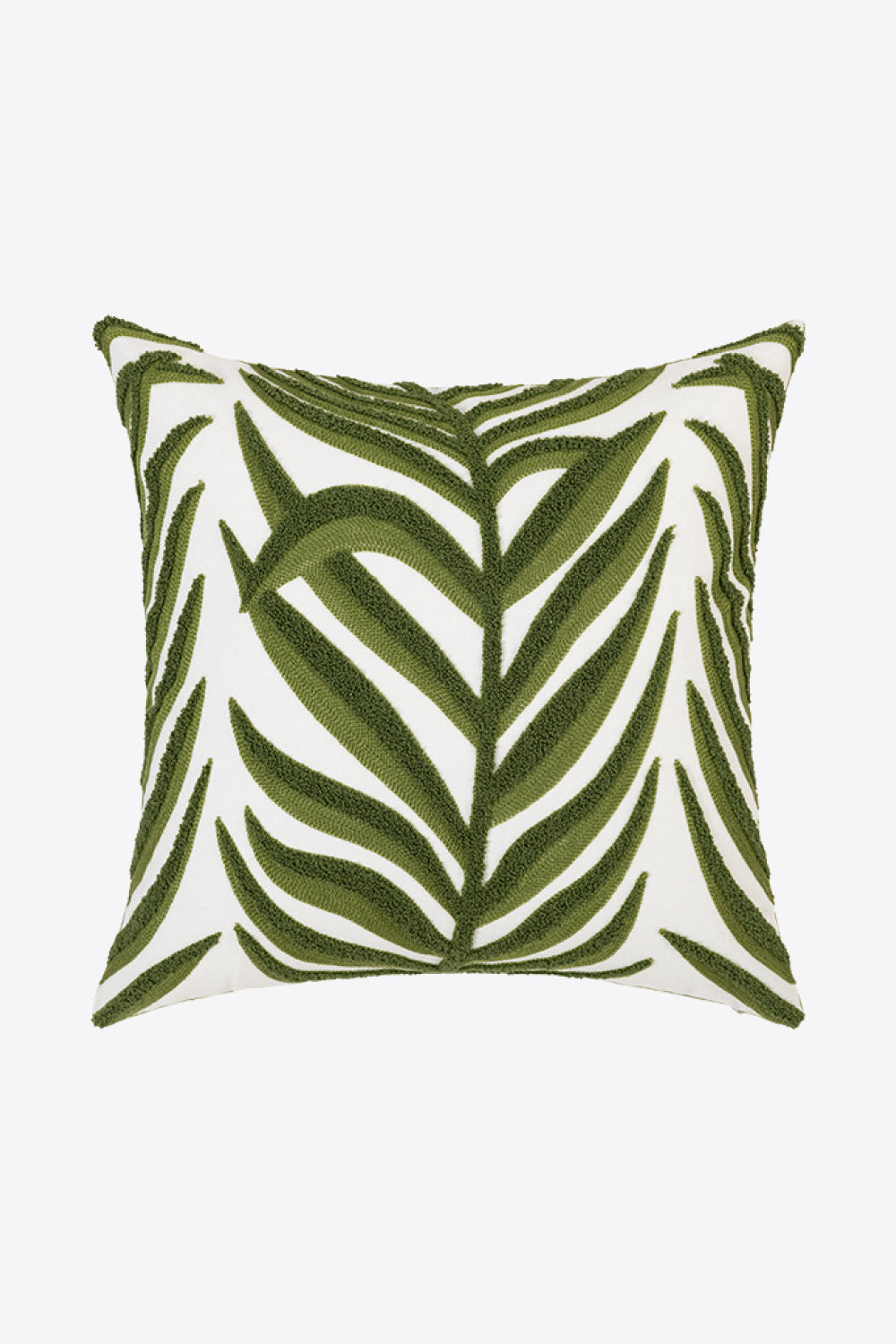 Dark Olive Green Embroidered Square Decorative Throw Pillow Case Home