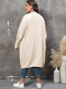 Light Slate Gray Plus Size Long Sleeve Pocketed Cardigan Clothing