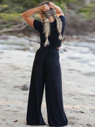 Gray Short Sleeve T-Shirt and Wide Leg Pants Set