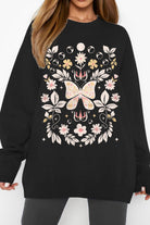 Dark Slate Gray Simply Love Simply Love Full Size Flower and Butterfly Graphic Sweatshirt Sweatshirts