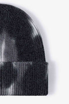 Black Tie-Dye Cuffed Knit Beanie VEST