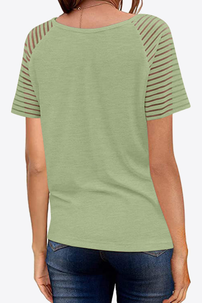 Rosy Brown V-Neck Raglan Sleeve Tee Tops