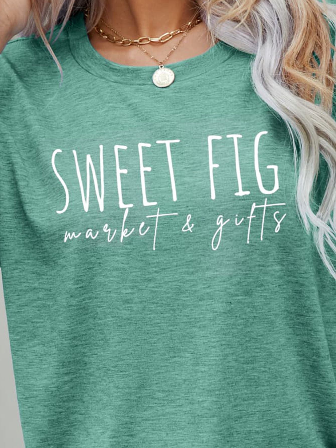 Slate Gray SWEET FIG MARKET & GIFTS Graphic Tee Tops