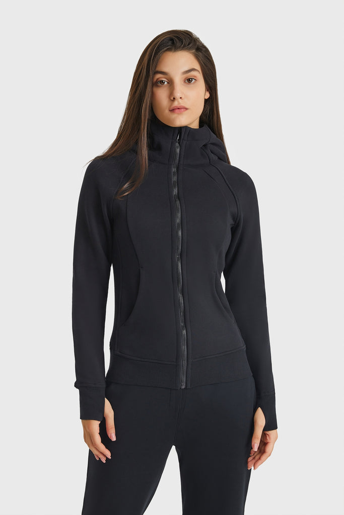 Lavender Progress Not Perfection Zip Up Seam Detail Hooded Sports Jacket activewear