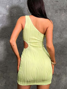 Dim Gray One Shoulder Cutout Mini Dress Clothing