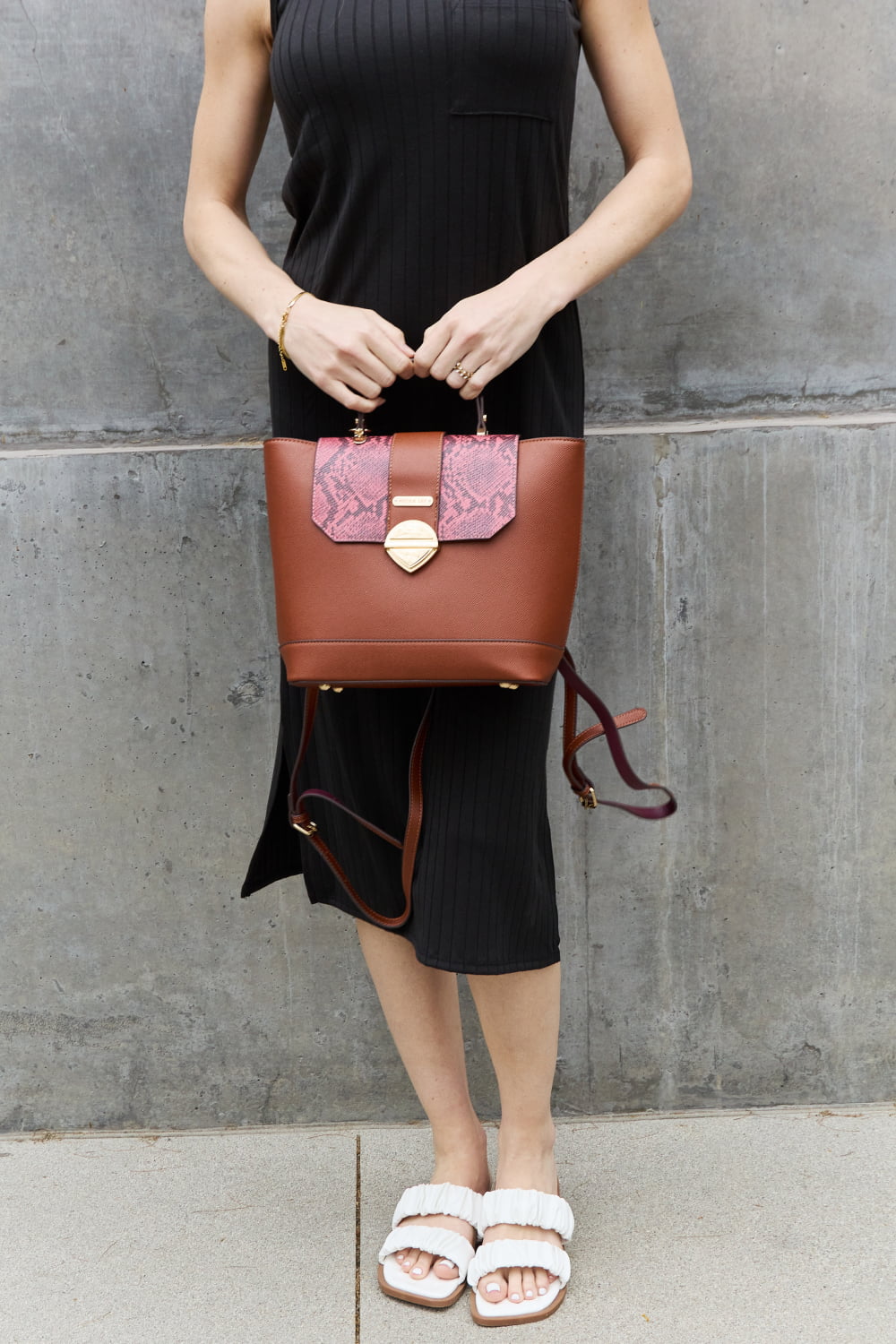 Rosy Brown Nicole Lee USA Python 3-Piece Bag Set Handbags