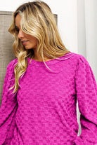 Violet Red BiBi Round Neck Brushed Checker Top Valentine's Day